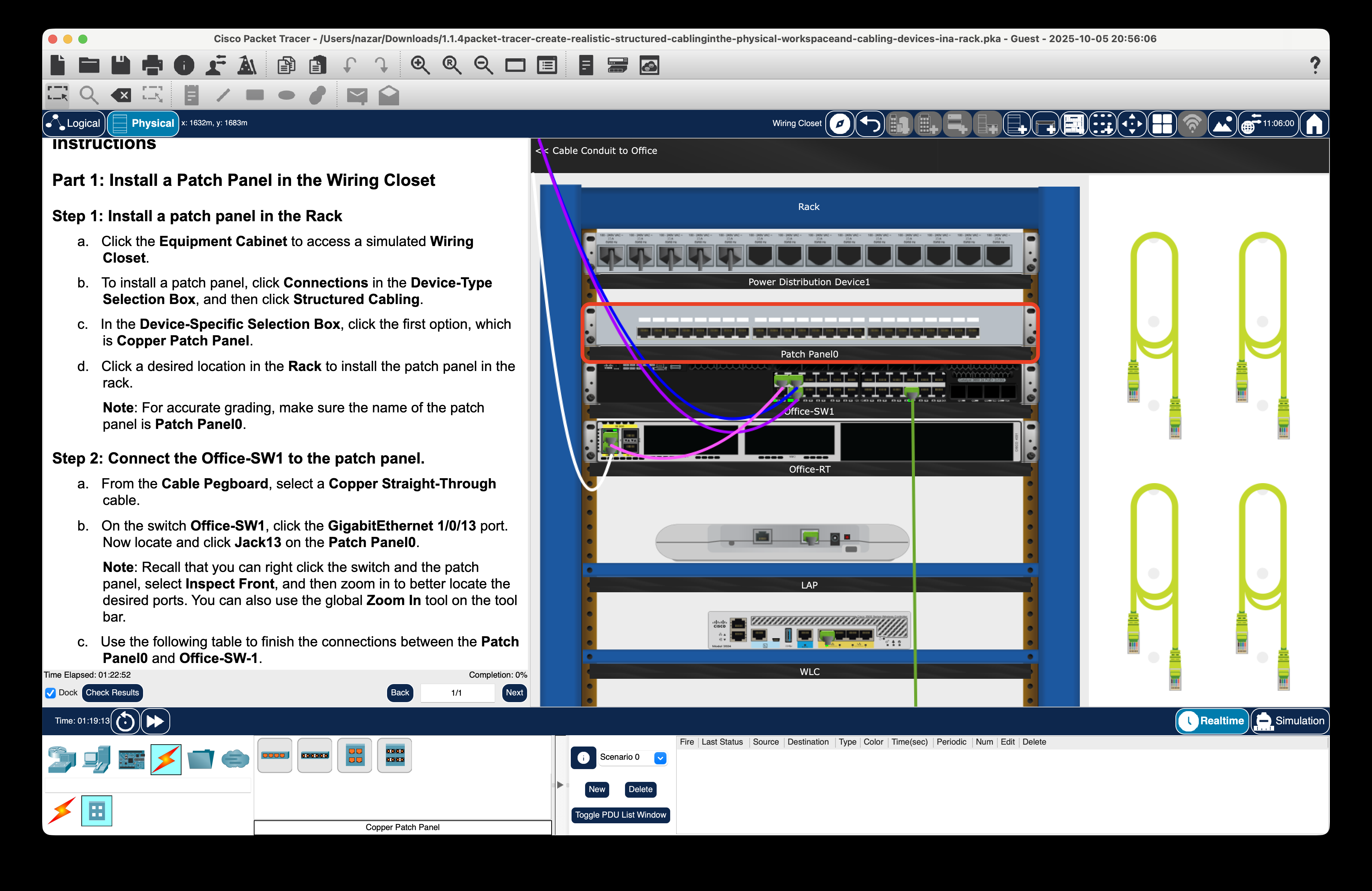 Figure 1 – Installing a patch panel in the Rack