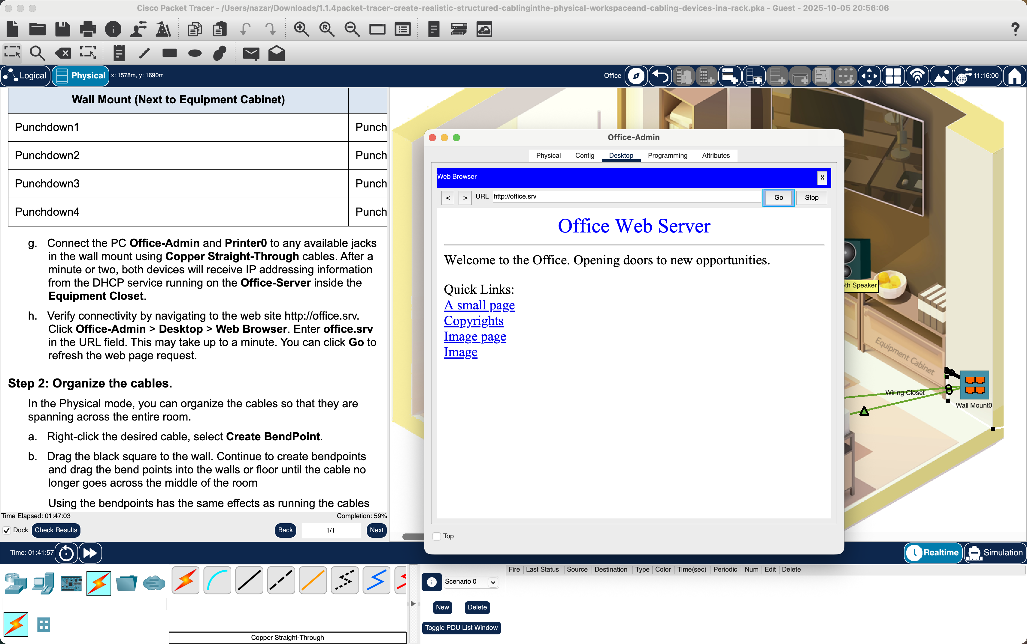 Figure 4 – Verifying connection from Office-Admin by opening a website