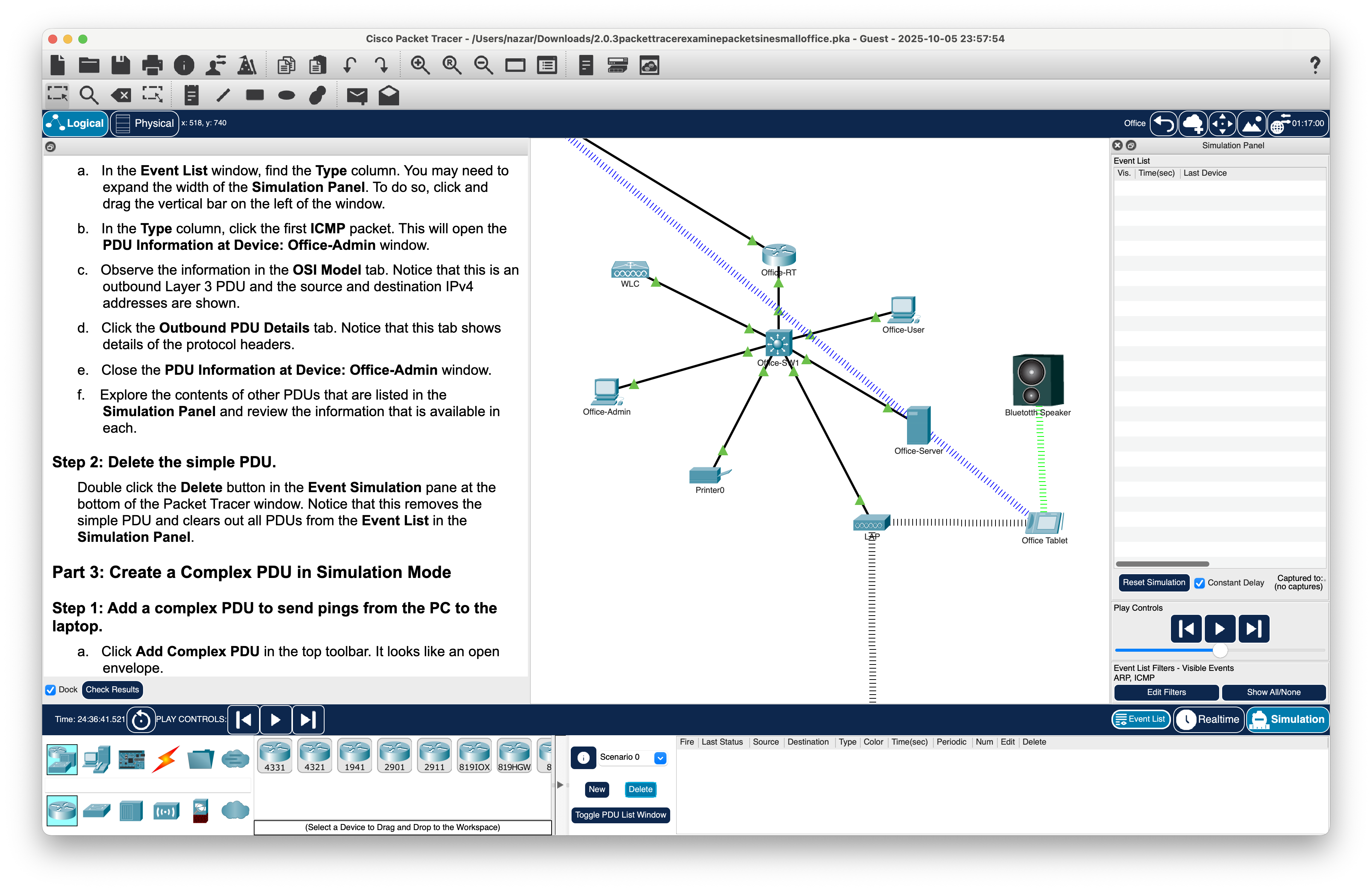 Figure 9 – Deleting PDU from Simulation Panel